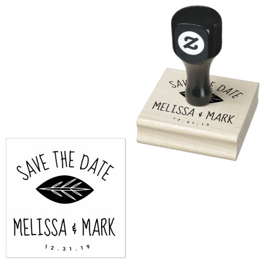 Leaf Fun Lettering Save the Date Rubberstempel (Gestempeld)