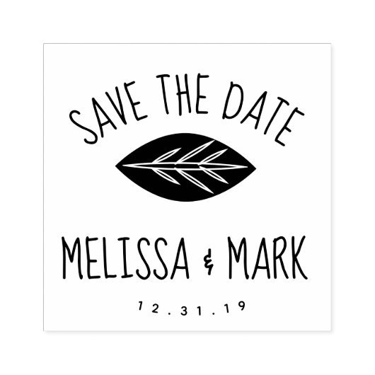 Leaf Fun Lettering Save the Date Rubberstempel (Afrduk)