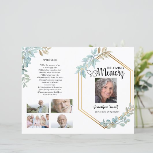 Leaf Funeral Program sjabloon (Staand voorkant)