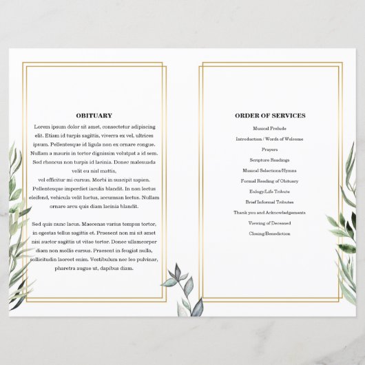 Leaf Funeral Program sjabloon (Achterkant)