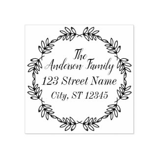 Leaf Garland Family Address Stamp Rubberstempel