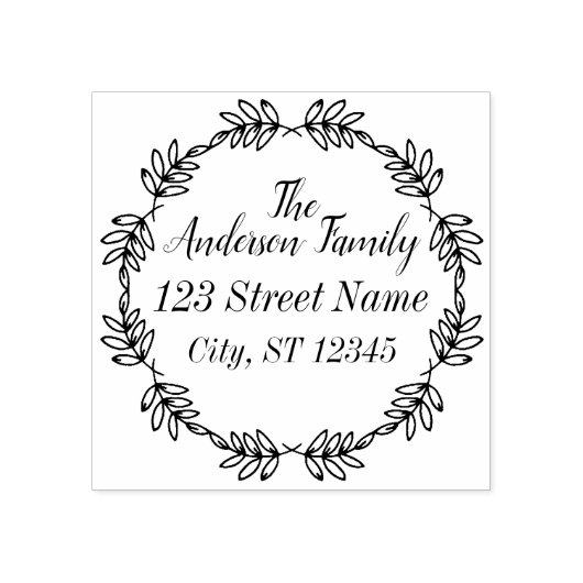 Leaf Garland  Family Address Stamp Rubberstempel (Afrduk)