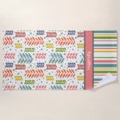 Leaf Gestreepte Stippen Aangepaste Naam Patroon Tr Strandlaken (Voorkant)