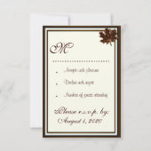 Leaf Gold Chocolate Brown Fall Wedding RSVP-kaarte RSVP Kaartje (Achterkant)