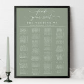 Leaf Green Alfabetical Wedding Seding Chart Poster
