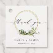 LEAF GREEN GOLD FOLIAGE WATERVERF WEDDING BEDANKT BEDANKJES LABELS (Voorkant)