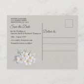 Leaf Green Silk and Ivory Pearls Save the Date Aankondigingskaart (Achterkant)