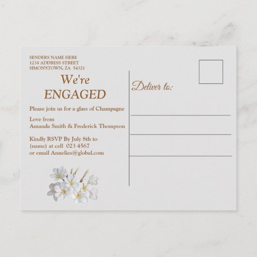 Leaf-Green Silk and Ivory Pearls Verloving Uitnodiging Briefkaart (Achterkant)