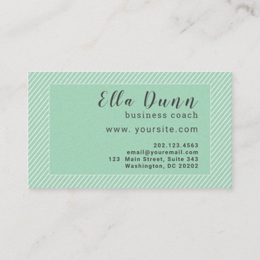 Leaf Green Slanted Pattern Mentoring Coach Visitekaartje (Achterkant)