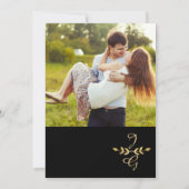 Leaf Greenery Gold Black Save the Date Photo (Achterkant)