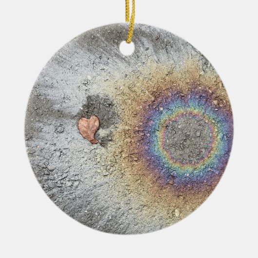 Leaf Heart en Rainbow-gepersonaliseerde versiering Keramisch Ornament (Voorkant)