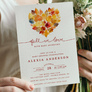 Leaf Heart Herfst in Love Baby shower Kaart