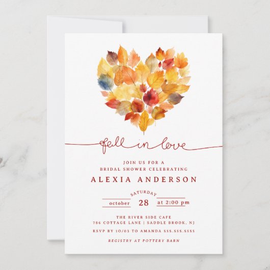 Leaf Heart Herfst in Love Vrijgezellenfeest Kaart (Voorkant)