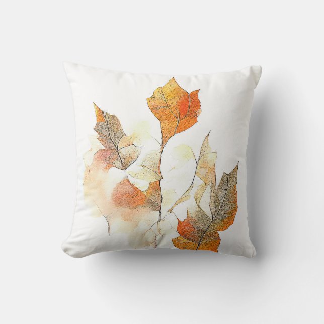 Leaf Herfst Seizoen Natuur Waterverf Kunst Schilde Kussen (Voorkant)