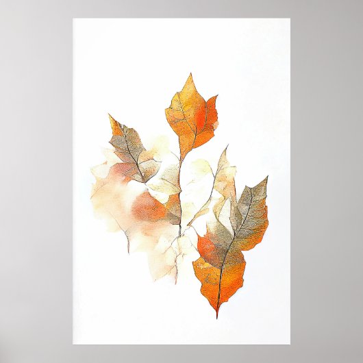 Leaf Herfst Seizoen Natuur Waterverf Kunst Schilde Poster (Voorkant)