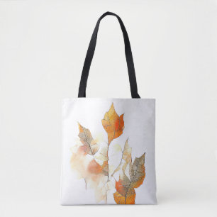 Leaf Herfst Seizoen Natuur Waterverf Kunst Schilde Tote Bag