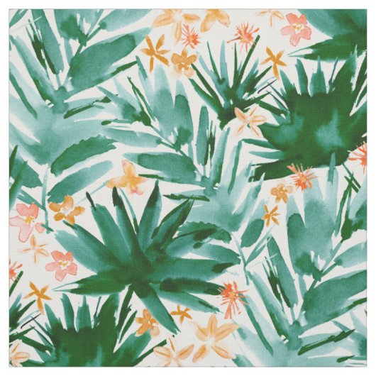 LEAF HET IS Waterverf Tropische palmen Stof (Swatch)