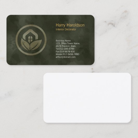 Leaf House Icon Interieur Decorator BusinessCard Visitekaartje (Voorkant / Achterkant)