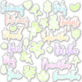 Leaf Journal Maand Labels Pastel Rainbow (Voorkant)