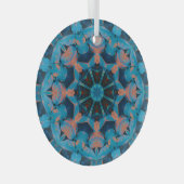 Leaf Kaleidoscope Star in Blue and Oranje Glas Ornament (Voorkant Rechts)
