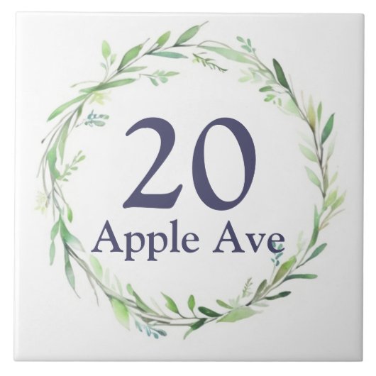 Leaf Krans Custom House Nummer Bord Adressteken Tegeltje (Voorkant)