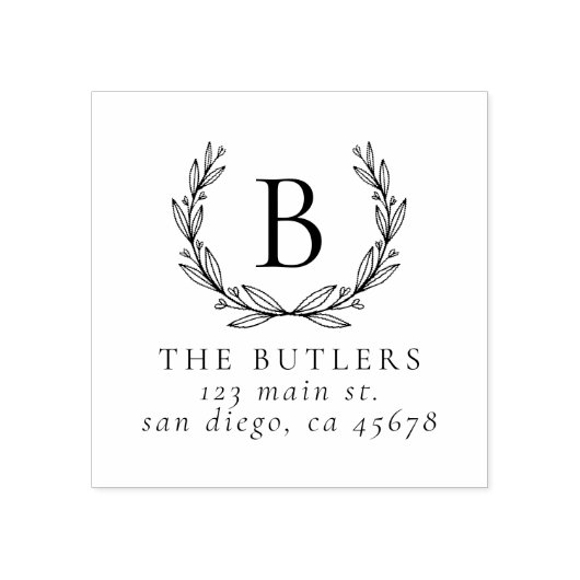 Leaf krans Initiaal retour adres stempel (Afrduk)