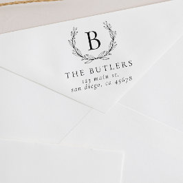 Leaf krans Initiaal retour adres stempel