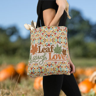 Leaf Laugh Love Waterverf vallende bladeren Tas