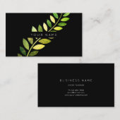 Leaf Laurel Fern Botanic Green Emerald Black Visitekaartje (Voorkant / Achterkant)