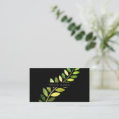 Leaf Laurel Fern Botanic Green Emerald Black Visitekaartje (Staand voorkant)
