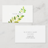 Leaf Laurel Fern Botanic Green Emerald White Visitekaartje (Voorkant / Achterkant)