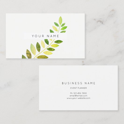 Leaf Laurel Fern Botanic Green Emerald White Visitekaartje (Voorkant / Achterkant)