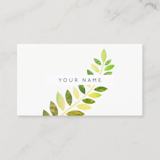 Leaf Laurel Fern Botanic Green Emerald White Visitekaartje (Voorkant)