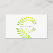 Leaf Laurel Fern Botanic Green Serpentine White Visitekaartje (Voorkant)