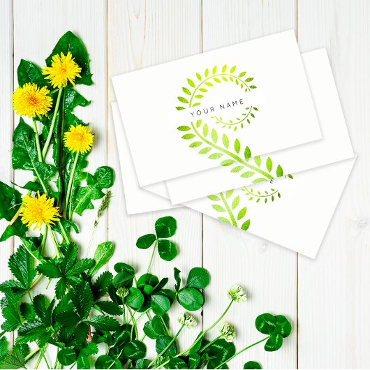 Leaf Laurel Fern Botanic Green Serpentine White Visitekaartje