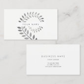 Leaf Laurel Fern Botanic Silver Serpentine White Visitekaartje (Voorkant / Achterkant)