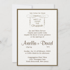 Leaf Leaves Chuppah Jewish Hebrew Wedding Invite Kaart