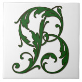 Leaf Letter B in Green Monogram Tegel Tegeltje (Voorkant)