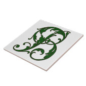 Leaf Letter B in Green Monogram Tegel Tegeltje (Zijkant)