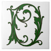 Leaf Letter D in Green Monogram Tegel Tegeltje (Voorkant)