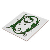 Leaf Letter D in Green Monogram Tegel Tegeltje (Zijkant)
