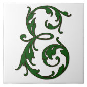 Leaf Letter E in Green Monogram Tegel Tegeltje (Voorkant)