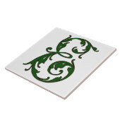 Leaf Letter E in Green Monogram Tegel Tegeltje (Zijkant)