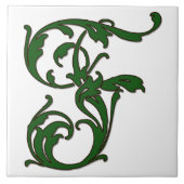 Leaf Letter F in Green Monogram Tegel Tegeltje (Voorkant)
