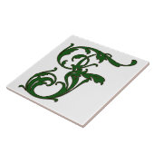 Leaf Letter F in Green Monogram Tegel Tegeltje (Zijkant)
