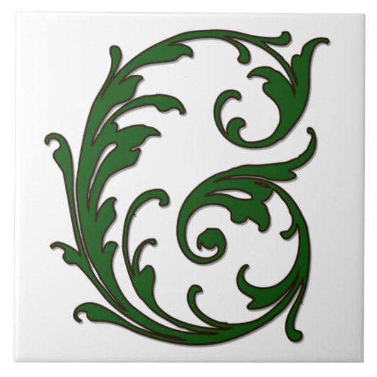 Leaf Letter G in Green Monogram Tegel Tegeltje (Voorkant)