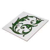 Leaf Letter G in Green Monogram Tegel Tegeltje (Zijkant)