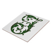 Leaf Letter I in Green Monogram Tegel Tegeltje (Zijkant)