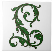 Leaf Letter L in Green Monogram Tegel Tegeltje (Voorkant)