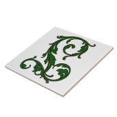 Leaf Letter L in Green Monogram Tegel Tegeltje (Zijkant)